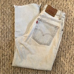 Levi's Light Blue Straight Leg Jeans with Frayed Hem